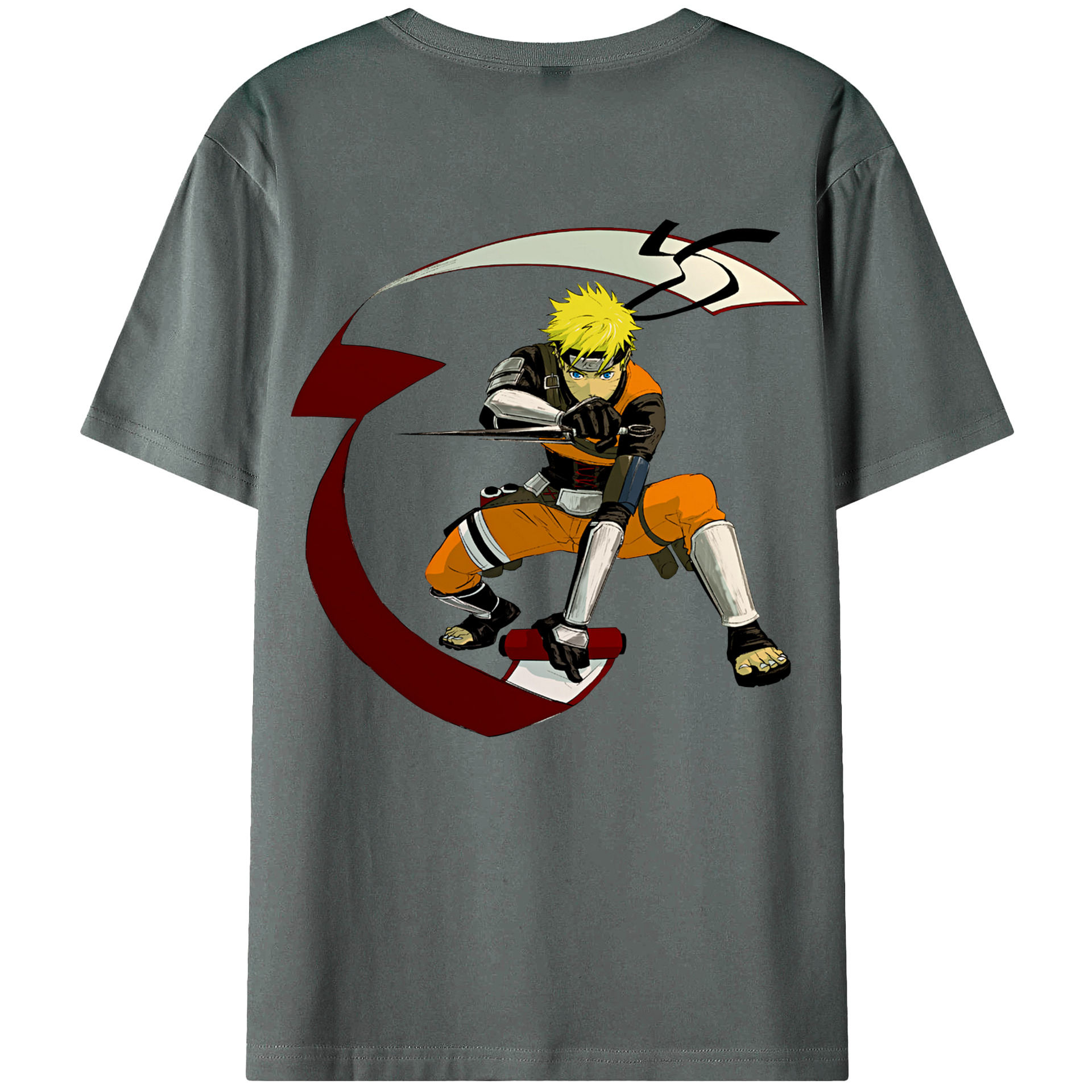 （画像用） NARUTO -ナルト- うずまき ナルト Uzumaki Naruto 綿100％ メンズ半袖Tシャツ（バックプリント） 通気性